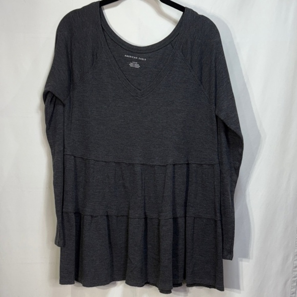 🦩American Eagle Outfitters blue thermal Tiered Tunic: